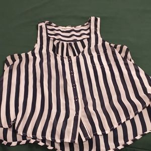 Navy and white blouse